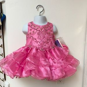 Girls 18 Months Little Rosie Pink Beaded Pageant Dress & Accessories NWT